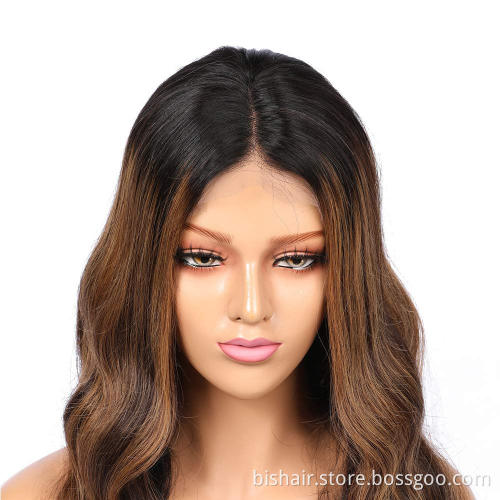 Wholesale 4x4 Lace Front Human Hair Wig Ombre Brown 1B/30 Lace Front Wig For Women Body Wavy Brazilian Remy Wig Pre Plucked
